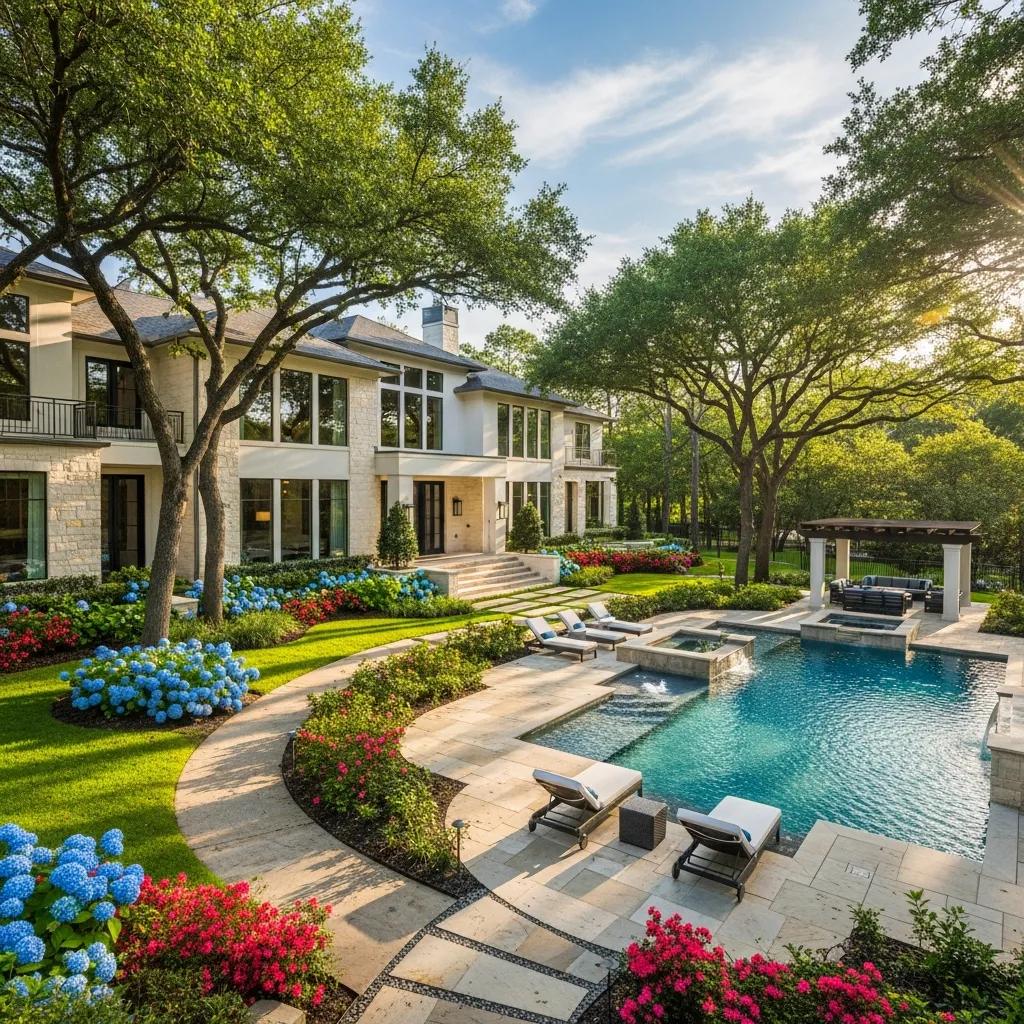 Luxury home in The Woodlands showcasing elegant architecture and upscale living features