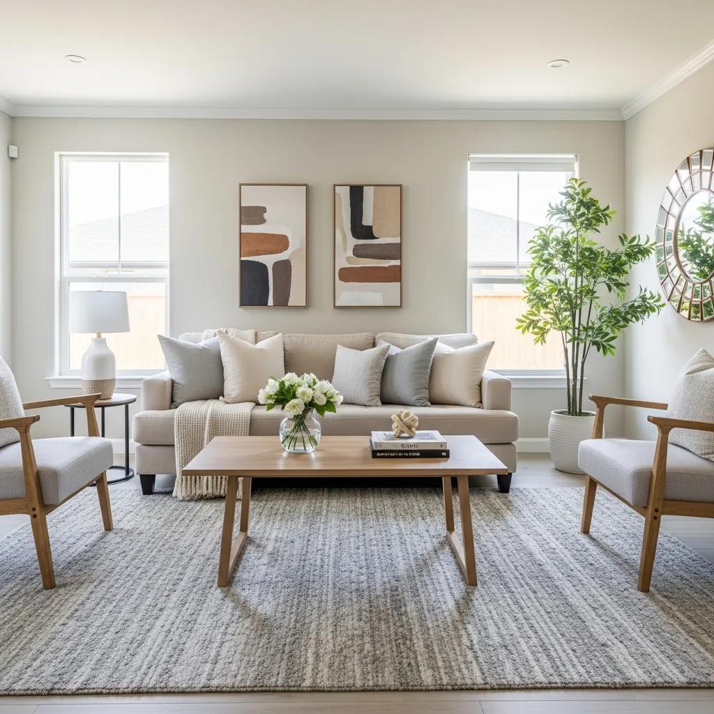 Well-staged living room showcasing effective home staging techniques for selling