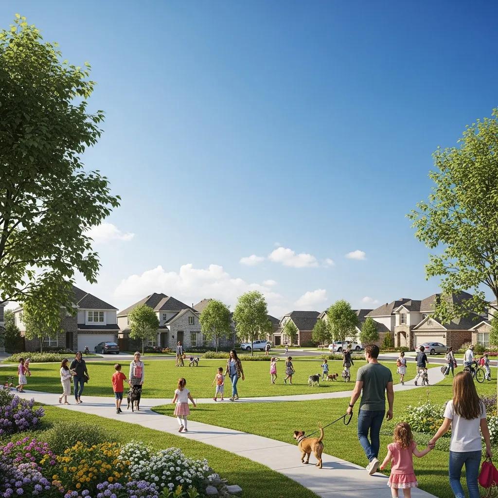 Vibrant neighborhood scene in Tomball TX highlighting community life and suburban charm